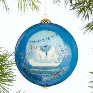 2022 Li Bien Polar Bear Let it Snow Ball Christmas Ornament Blue White NEW